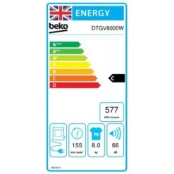Beko DTGV8000W Freestanding 8kg Vented Tumble Dryer - White -Kitchen Series Shop b e beko dtgv8000w energy label