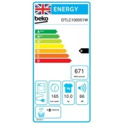 Beko DTLC100051W Freestanding 10kg Condenser Tumble Dryer - White -Kitchen Series Shop b e beko dtlc100051w energy label