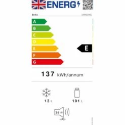 Beko UR4584S Freestanding Under Counter Fridge With Freezer - Silver -Kitchen Series Shop b e beko ur4584s energy label