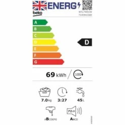 Beko WTL74051W Freestanding 7kg 1400rpm Washing Machine - White -Kitchen Series Shop b e beko wtl74051w energy label