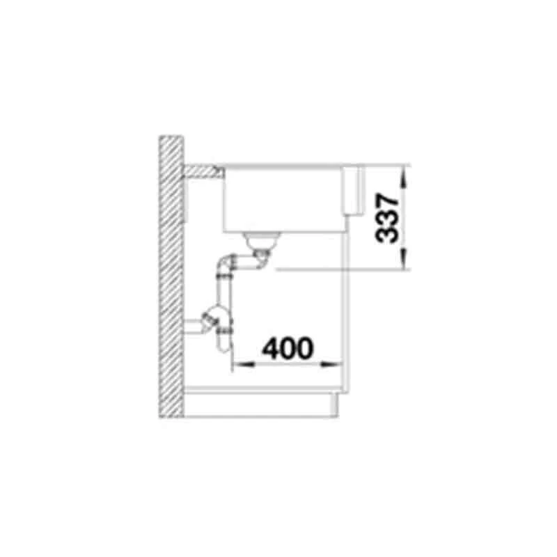 Blanco VINTERA XL 9 Silgranit 1 Bowl Kitchen Sink with Manual InFino Waste - Volcano Grey - 526800 Blanco VINTERA XL 9 Silgranit 1 Bowl Kitchen Sink With Manual InFino Waste - Volcano Grey - 526800 -Kitchen Series Shop b l blanco 526800 side view dimensions