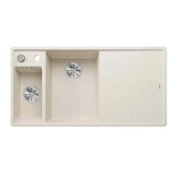 Blanco AXIA III 6 S LH Silgranit 1.5 Bowl Inset Kitchen Sink With Drain Remote Control - Soft White - 527043