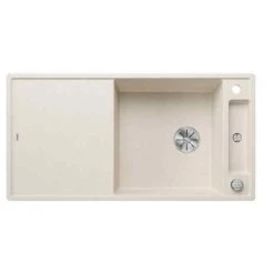 Blanco AXIA III XL 6 S Silgranit 1 Bowl Inset Reversible Kitchen Sink Wih Drain Remote Control - Soft White - 527051