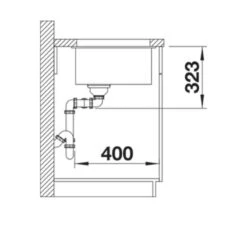 Blanco SUBLINE 350/350-U Silgranit 2 Bowl Undermount Kitchen Sink With Manual InFino Waste - Soft White - 527164 -Kitchen Series Shop b l blanco 527164 side view dimensions