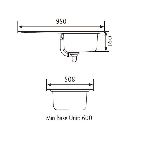Rangemaster Baltimore 1 Bowl Stainless Steel Kitchen Sink - BL9501/ Rangemaster Baltimore 1 Bowl Stainless Steel Kitchen Sink - BL9501/ -Kitchen Series Shop bl9501 dimensions