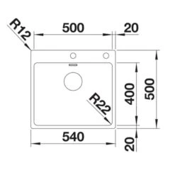 Blanco ANDANO 500-IF/A 1 Bowl Inset Stainless Steel Kitchen Sink With Remote Control InFino Drain System - Satin Polish - 525245 -Kitchen Series Shop blanco andano 525245 dimensions 1