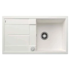 Blanco METRA 5 S 1 Bowl Inset Silgranit Reversible Kitchen Sink With Drain Remote Control - White - 513037