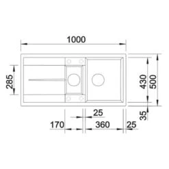Blanco METRA 6 S 1.5 Bowl Inset Silgranit Reversible Kitchen Sink With Drain Remote Control - Alumetallic - 513045 4 Blanco METRA 6 S 1.5 Bowl Inset Silgranit Reversible Kitchen Sink With Drain Remote Control - Alumetallic - 513045 -Kitchen Series Shop blanco metra 513045 dimensions