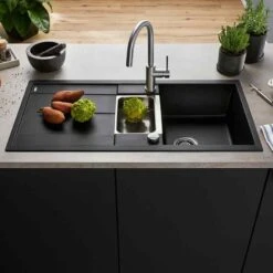 Blanco METRA 6 S 1.5 Bowl Inset Silgranit Reversible Kitchen Sink With Drain Remote Control - Anthracite - 513053