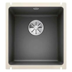 Blanco SUBLINE 375-U 1 Bowl Undermount Ceramic Kitchen Sink With Manual InFino Waste - Basalt - 523731