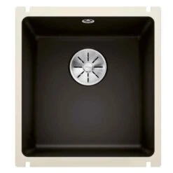 Blanco SUBLINE 375-U 1 Bowl Undermount Ceramic Kitchen Sink With Manual InFino Waste - Black - 523732