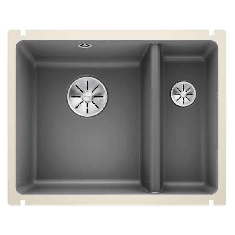 Blanco SUBLINE 350/150-U 1.5 LH Bowl Undermount Ceramic Kitchen Sink with Manual InFino Waste - Basalt - 523746 Blanco SUBLINE 350/150-U 1.5 LH Bowl Undermount Ceramic Kitchen Sink With Manual InFino Waste - Basalt - 523746 -Kitchen Series Shop blanco subline 523746