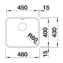 Blanco SUPRA 450-U 1 Bowl Undermount Stainless Steel Kitchen Sink - Brushed Finish - 452614 -Kitchen Series Shop blanco supra 452614 dimensions
