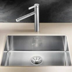 Blanco CLARON 550-U 1 Bowl Undermount Stainless Steel Kitchen Sink With Manual InFino Waste - Satin Polish - 521579