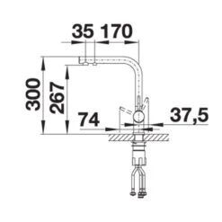 Blanco FONTAS II Filter Kitchen Mixer Tap - Chrome - 523128 -Kitchen Series Shop blanco 523128 side view dimensions