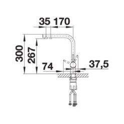 Blanco FONTAS II Filter Kitchen Mixer Tap - Black Matt - 526670 -Kitchen Series Shop blanco 526670 side view dimensions