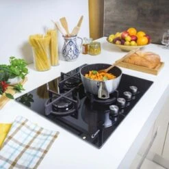 Candy CVG6DPB 60cm Gas On Glass Hob - Black Glass -Kitchen Series Shop c a candy cvg6dpb 60cm gas on glass hob lifestyle2