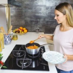 Candy CVG6DPB 60cm Gas On Glass Hob - Black Glass -Kitchen Series Shop c a candy cvg6dpb 60cm gas on glass hob lifestyle3