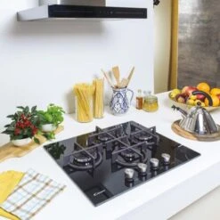 Candy CVG6DPB 60cm Gas On Glass Hob - Black Glass -Kitchen Series Shop c a candy cvg6dpb 60cm gas on glass hob lifestyle5