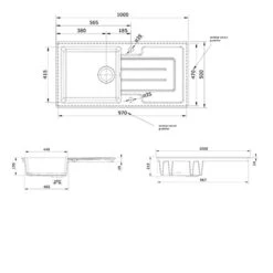 Rangemaster Austell 1 Bowl Fire Clay Ceramic Kitchen Sink - White - CAU10101WH/ 4 Rangemaster Austell 1 Bowl Fire Clay Ceramic Kitchen Sink - White - CAU10101WH/ -Kitchen Series Shop c a cau10101wh 3