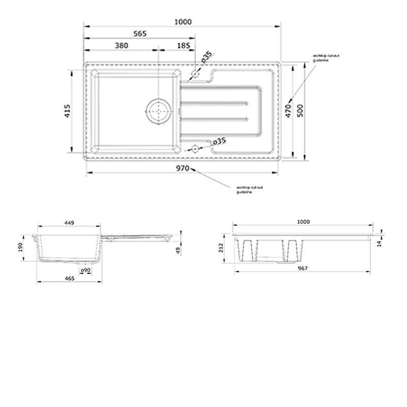 Rangemaster Austell 1 Bowl Fire Clay Ceramic Kitchen Sink - White - CAU10101WH/ Rangemaster Austell 1 Bowl Fire Clay Ceramic Kitchen Sink - White - CAU10101WH/ -Kitchen Series Shop c a cau10101wh 3