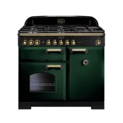 Rangemaster Classic Deluxe 100 Dual Fuel Green Brass - CDL100DFFRG/B