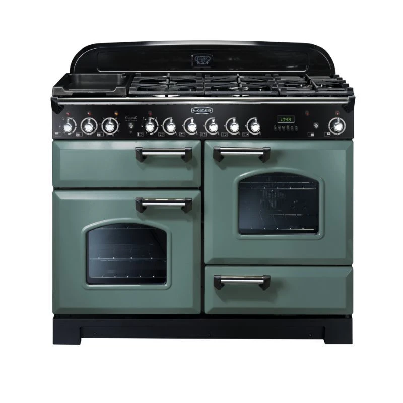 Rangemaster Classic Deluxe 110 Dual Fuel Mineral Green Chrome - CDL110DFFMG/C Rangemaster Classic Deluxe 110 Dual Fuel Mineral Green Chrome - CDL110DFFMG/C -Kitchen Series Shop c d cdl110dffmgc