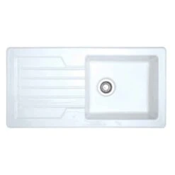 Prima 1 Bowl & Drainer Reversible Inset Ceramic Kitchen Sink - White - CPR412