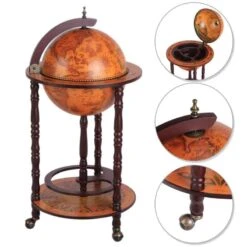 HOMCOM Globe Shaped Retro Style Drinks Cabinet With Wheels - Brown - 801-073 -Kitchen Series Shop ccv75617ed3506406.jpg