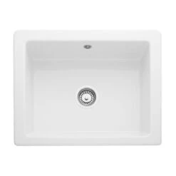 Rangemaster Hartland 1 Bowl Fire Clay Ceramic Kitchen Sink - White - CHA622WH/