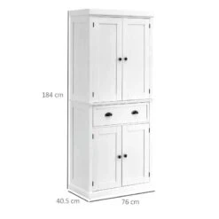 HOMCOM Traditional Freestanding Kitchen Pantry Cupboard - White - 835-115WT -Kitchen Series Shop ct1a12181cd30aecd.jpg 1