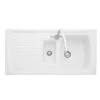 Rangemaster Tenby 1.5 Bowl Fire Clay Ceramic Kitchen Sink - White - CTE10102WH/ 2 Rangemaster Tenby 1.5 Bowl Fire Clay Ceramic Kitchen Sink - White - CTE10102WH/ -Kitchen Series Shop cte10102wh