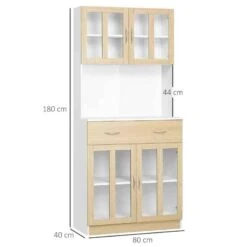 HOMCOM Modern Freestanding Kitchen Cabinet With Countertop - White/Natural - 835-539 5 HOMCOM Modern Freestanding Kitchen Cabinet With Countertop - White/Natural - 835-539 -Kitchen Series Shop dosa12188ff9646e7.jpg