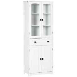 HOMCOM Freestanding Glass Door Kitchen Cabinet - White - 835-926V80WT 4 HOMCOM Freestanding Glass Door Kitchen Cabinet - White - 835-926V80WT -Kitchen Series Shop dq5574189c00fdef7.jpg