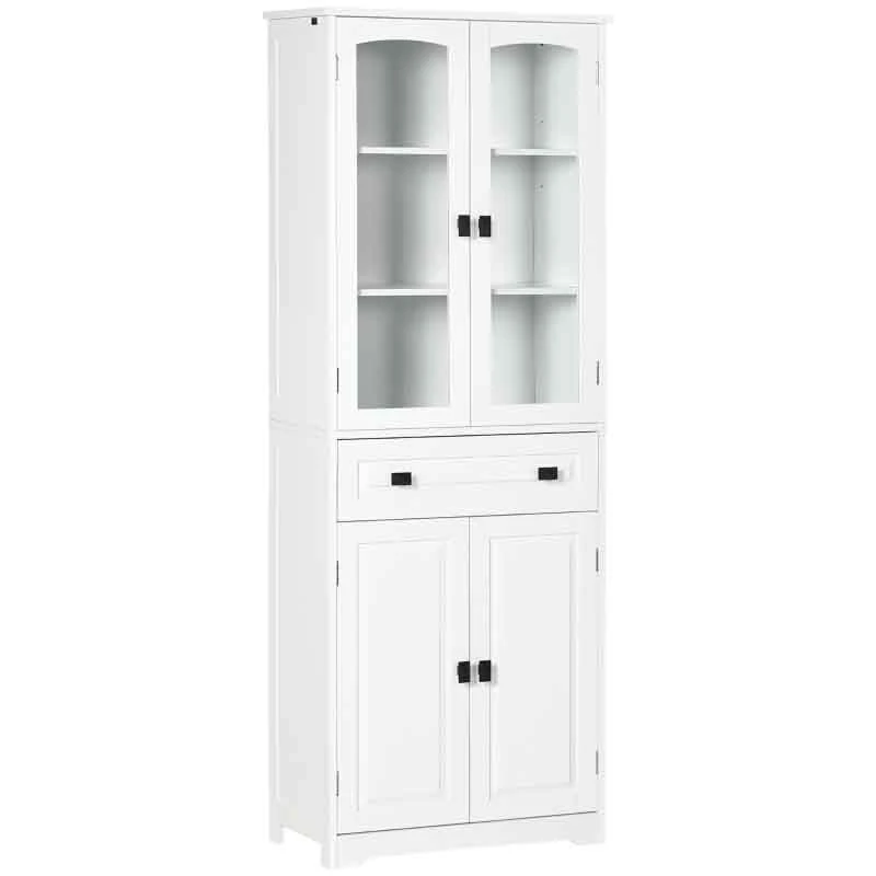 HOMCOM Freestanding Glass Door Kitchen Cabinet - White - 835-926V80WT HOMCOM Freestanding Glass Door Kitchen Cabinet - White - 835-926V80WT -Kitchen Series Shop dq5574189c00fdef7.jpg