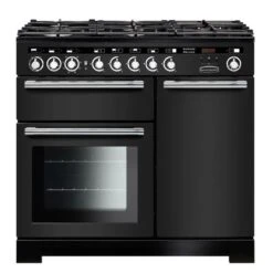 Rangemaster Encore Deluxe 100cm Dual Fuel Range Cooker - Charcoal Black/Chrome - EDL100DFFCB/C