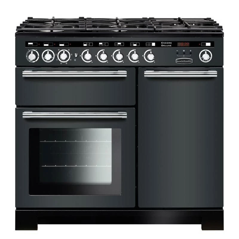 Rangemaster Encore Deluxe 100cm Dual Fuel Range Cooker - Slate/Chrome - EDL100DFFSL/C Rangemaster Encore Deluxe 100cm Dual Fuel Range Cooker - Slate/Chrome - EDL100DFFSL/C -Kitchen Series Shop e d edl100dffslc