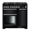 Rangemaster Encore Deluxe 90cm Dual Fuel Range Cooker - Black/Chrome - EDL90DFFBL/C -Kitchen Series Shop e d edl90dffblc