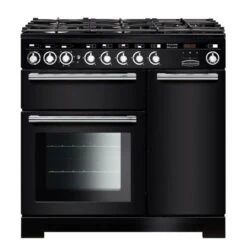 Rangemaster Encore Deluxe 90cm Dual Fuel Range Cooker - Black/Chrome - EDL90DFFBL/C