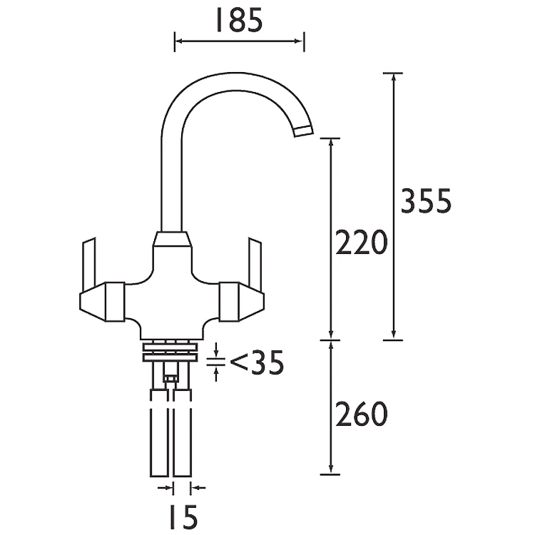 Bristan Echo Monobloc Easyfit Sink Mixer, Chrome - EC SNK EF C Bristan Echo Monobloc Easyfit Sink Mixer, Chrome - EC SNK EF C -Kitchen Series Shop echo ecsnkefc dimensions
