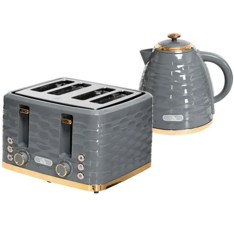 HOMCOM 1600W 1.7 Litre Rapid Boil Kettle & Toaster Set - Grey - 800-162V70GY HOMCOM 1600W 1.7 Litre Rapid Boil Kettle & Toaster Set - Grey - 800-162V70GY -Kitchen Series Shop eh1daa188f7811e9c.jpg