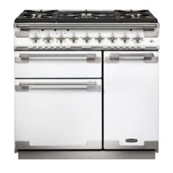 Rangemaster Elise 90cm Dual Fuel Range Cooker - White - ELS90DFFWH/