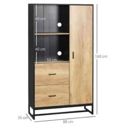 HOMCOM Freestanding Kitchen Cabinet With Soft Close Door - Natural/Black - 835-883V00ND 8 HOMCOM Freestanding Kitchen Cabinet With Soft Close Door - Natural/Black - 835-883V00ND -Kitchen Series Shop fhta1218533fbcdcf.jpg