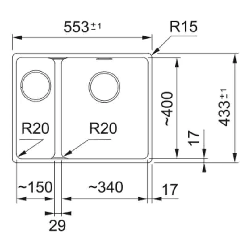 Franke Maris 1.5 Bowl Undermount Fragranite Kitchen Sink MRG 160-34-15 - Left Hand - Polar White - 125.0688.515 Franke Maris 1.5 Bowl Undermount Fragranite Kitchen Sink MRG 160-34-15 - Left Hand - Polar White - 125.0688.515 -Kitchen Series Shop franke maris 1250688515 dimensions 1