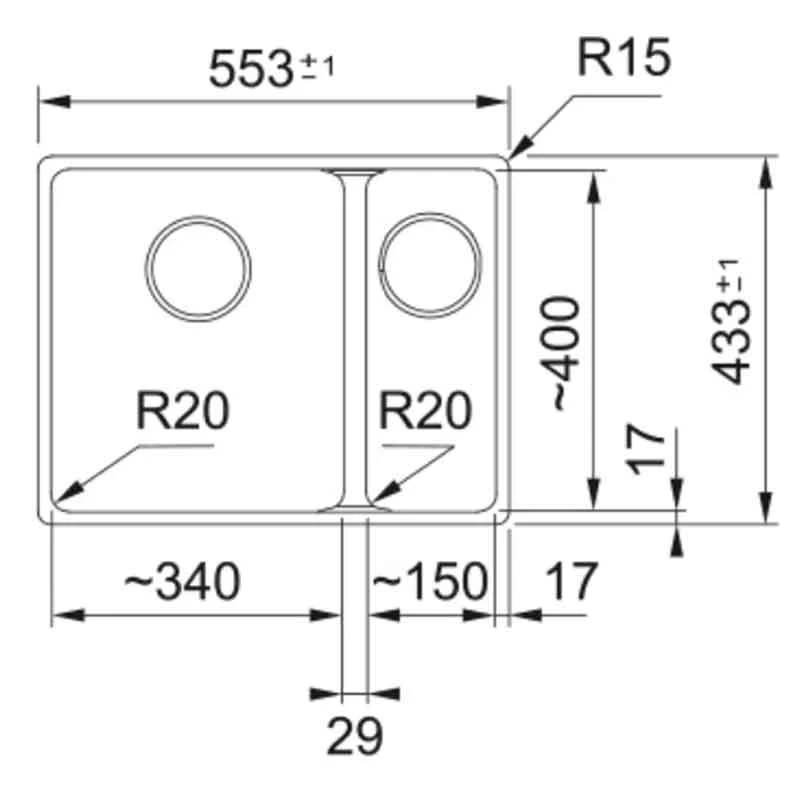 Franke Maris 1.5 Bowl Undermount Fragranite Kitchen Sink MRG 160-34-15 - Right Hand - Matt Black - 125.0688.523 Franke Maris 1.5 Bowl Undermount Fragranite Kitchen Sink MRG 160-34-15 - Right Hand - Matt Black - 125.0688.523 -Kitchen Series Shop franke maris 1250688523 dimensions 1