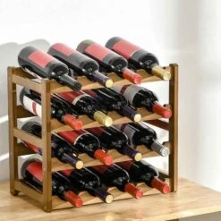 HOMCOM Freestanding Bamboo Wine Rack For 16 Bottles - Brown - 801-269V00BN 4 HOMCOM Freestanding Bamboo Wine Rack For 16 Bottles - Brown - 801-269V00BN -Kitchen Series Shop fx490f18701d08f86.jpg