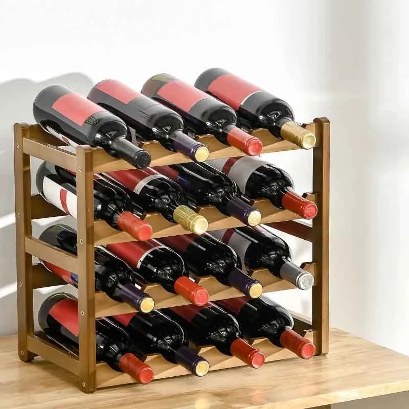 HOMCOM Freestanding Bamboo Wine Rack for 16 Bottles - Brown - 801-269V00BN HOMCOM Freestanding Bamboo Wine Rack For 16 Bottles - Brown - 801-269V00BN -Kitchen Series Shop