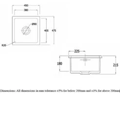 RAK Ceramics Gourmet Sink 6 - Square Over/Under Counter Kitchen Sink - GOSINK6 -Kitchen Series Shop g o gosink6 2