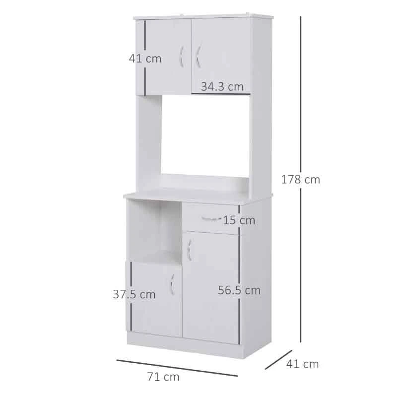HOMCOM Tall Kitchen Cupboard with Countertop Storage - White - 801-098 HOMCOM Tall Kitchen Cupboard With Countertop Storage - White - 801-098 -Kitchen Series Shop gsqa12181cd30adb0.jpg