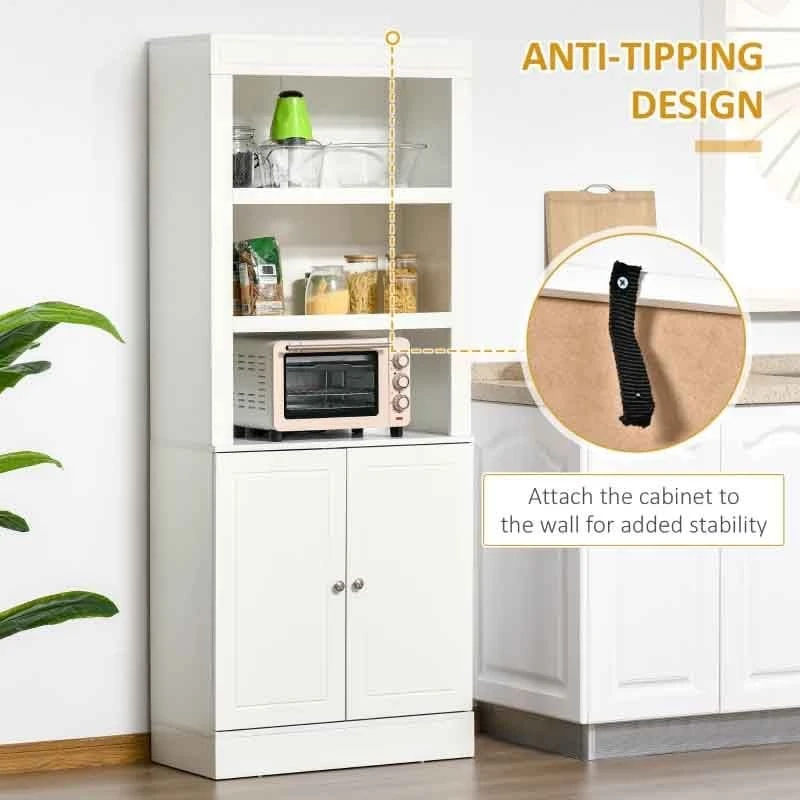 HOMCOM Freestanding Kitchen Unit with 6-Tier Shelving - White - 835-492WT HOMCOM Freestanding Kitchen Unit With 6-Tier Shelving - White - 835-492WT -Kitchen Series Shop gw7d4d188ff96da41.jpg